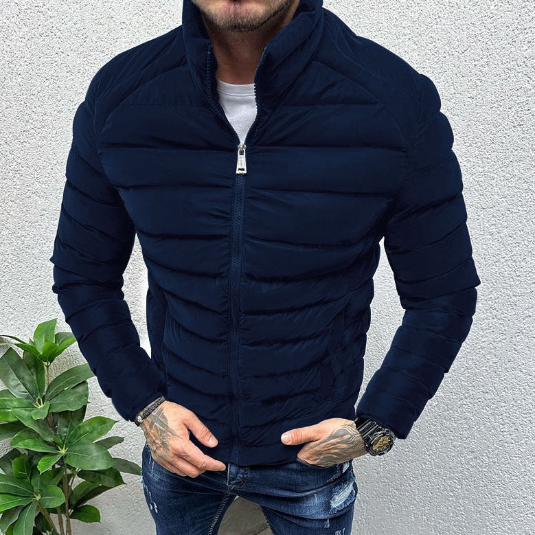 Men's Thickened Winter Padded Jacket with Stand Collar