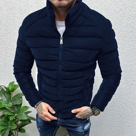 Men's Thickened Winter Padded Jacket with Stand Collar