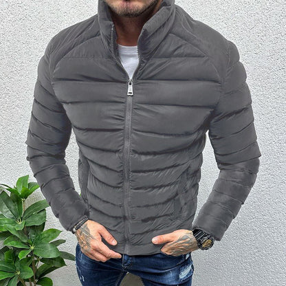 Men's Thickened Winter Padded Jacket with Stand Collar