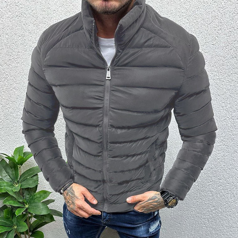 Men's Thickened Winter Padded Jacket with Stand Collar