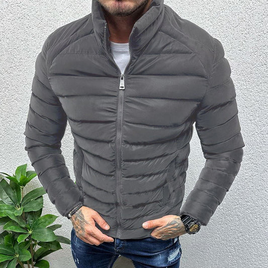 Men's Thickened Winter Padded Jacket with Stand Collar