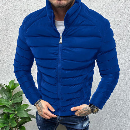 Men's Thickened Winter Padded Jacket with Stand Collar