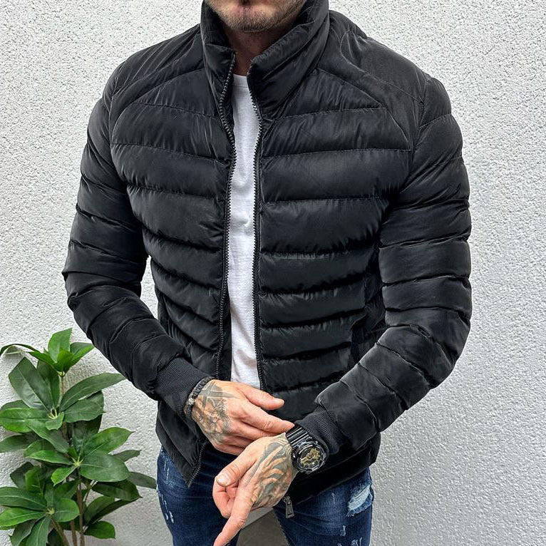 Men's Thickened Winter Padded Jacket with Stand Collar