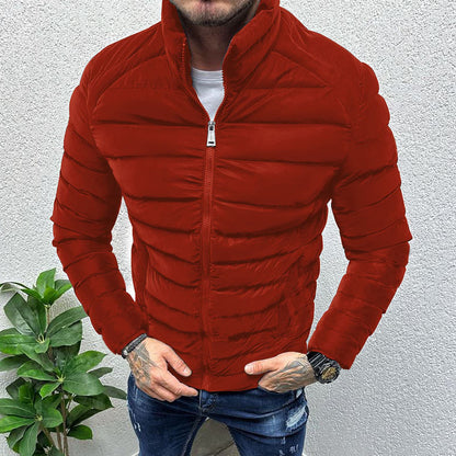 Men's Thickened Winter Padded Jacket with Stand Collar