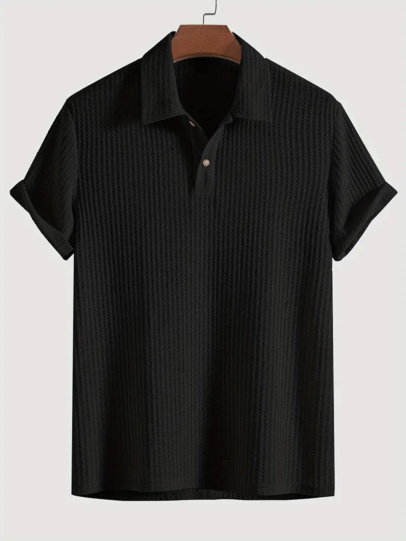 Men's top lapel diamond-patterned knitted polo cedar