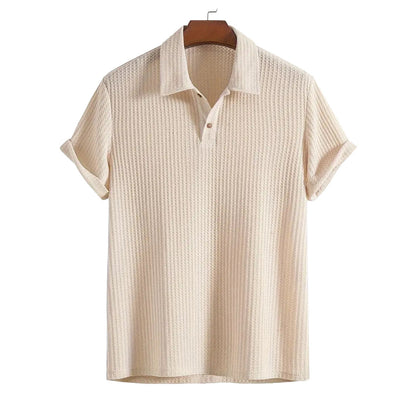 Men's top lapel diamond-patterned knitted polo cedar