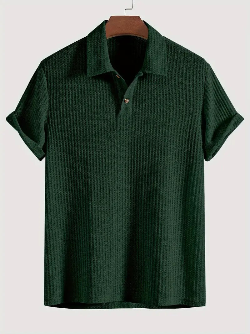 Men's top lapel diamond-patterned knitted polo cedar