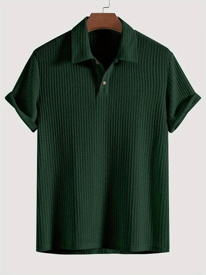 Men's top lapel diamond-patterned knitted polo cedar