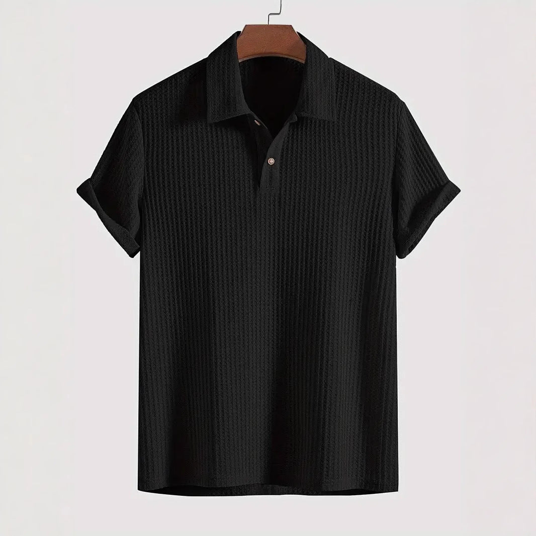 Men's top lapel diamond-patterned knitted polo cedar