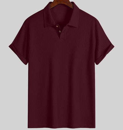 Men's top lapel diamond-patterned knitted polo cedar