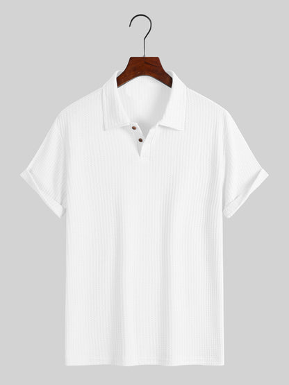 Men's top lapel diamond-patterned knitted polo cedar