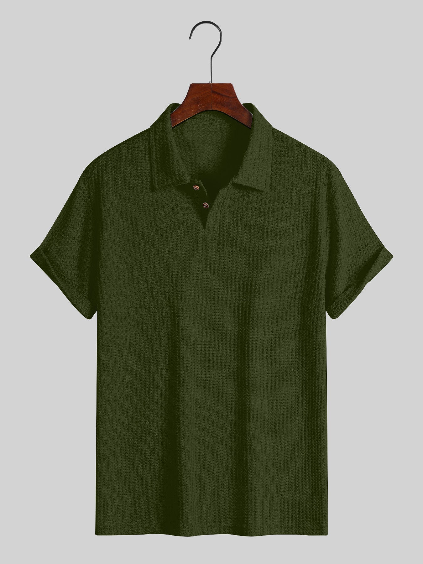 Men's top lapel diamond-patterned knitted polo cedar