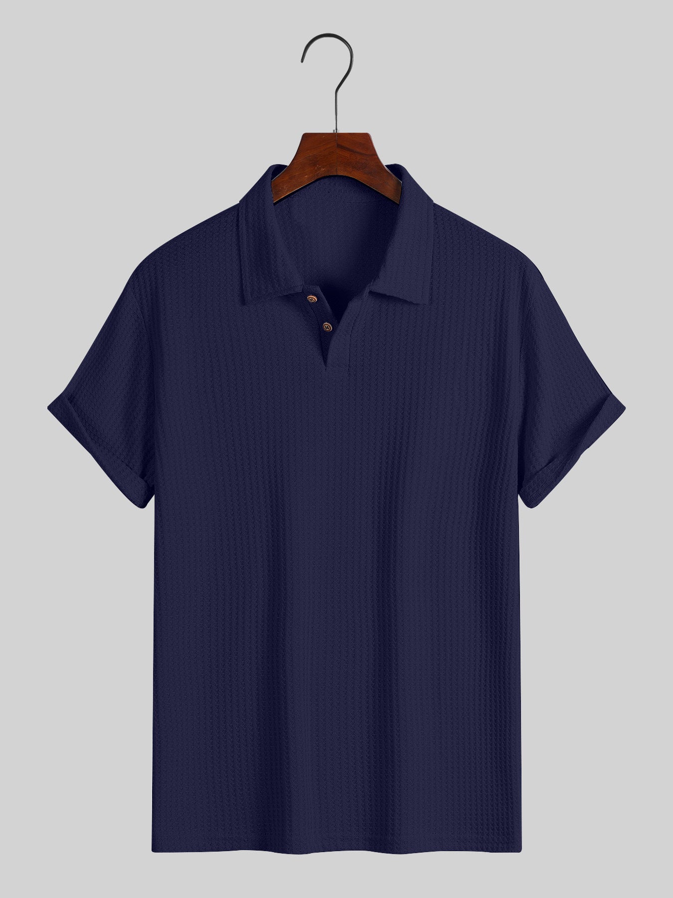 Men's top lapel diamond-patterned knitted polo cedar