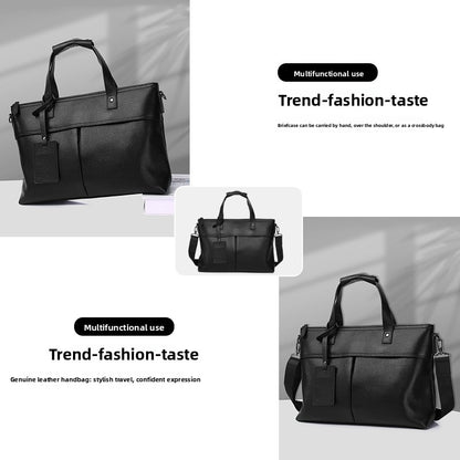 Men's Top Layer Cowhide Business Briefcase Laptop Bag