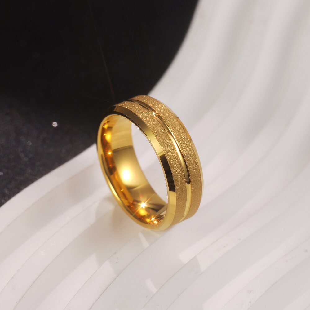 Men's Tungsten Gold-Plated Matte Ring