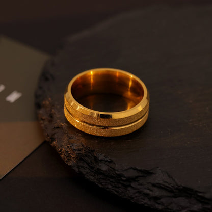 Men's Tungsten Gold-Plated Matte Ring