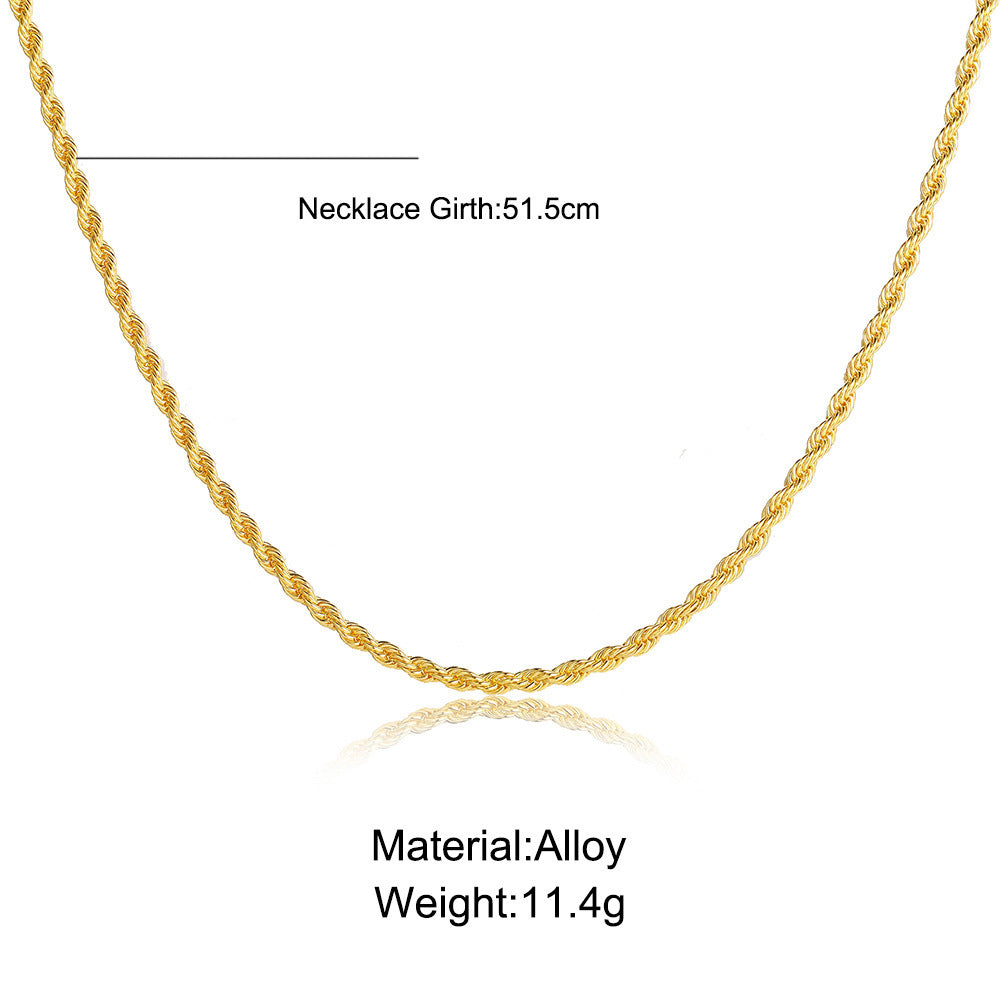 Men's Twist Chain Necklace Hip Hop Fashion Accessory