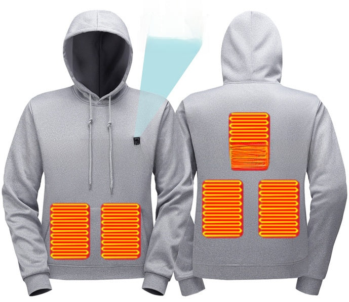 Men's USB Heated Hoodie Winter Warm Fleece Sweatshirt