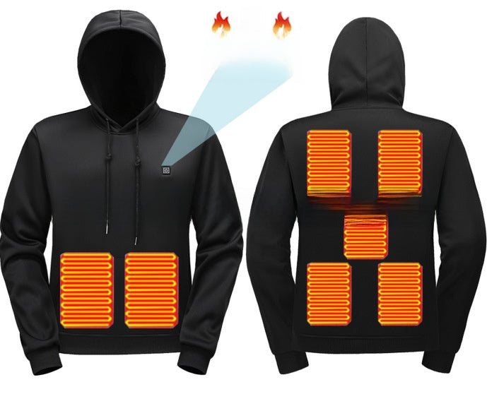Men's USB Heated Hoodie Winter Warm Fleece Sweatshirt