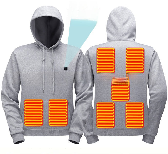 Men's USB Heated Hoodie Winter Warm Fleece Sweatshirt