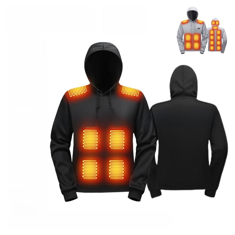 Men's USB Heated Hoodie Winter Warm Fleece Sweatshirt