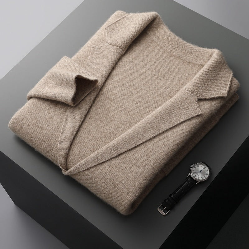Men's V-Neck Wool Cardigan Business Sweater