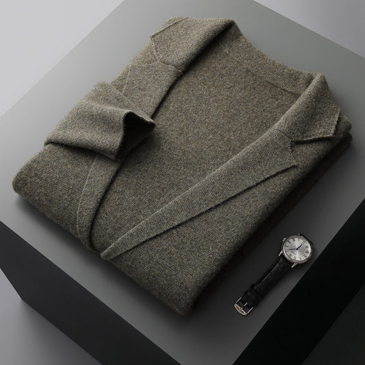 Men's V-Neck Wool Cardigan Business Sweater
