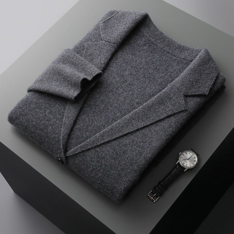 Men's V-Neck Wool Cardigan Business Sweater