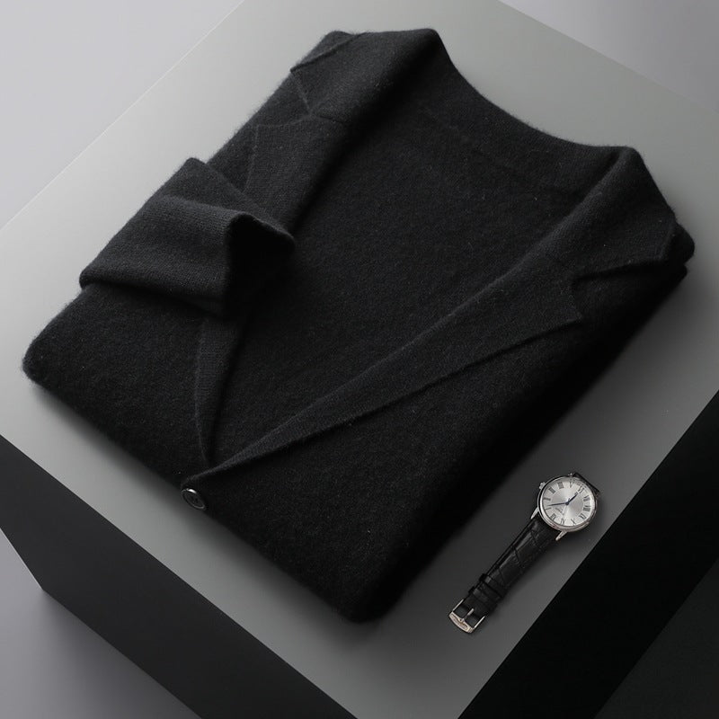 Men's V-Neck Wool Cardigan Business Sweater