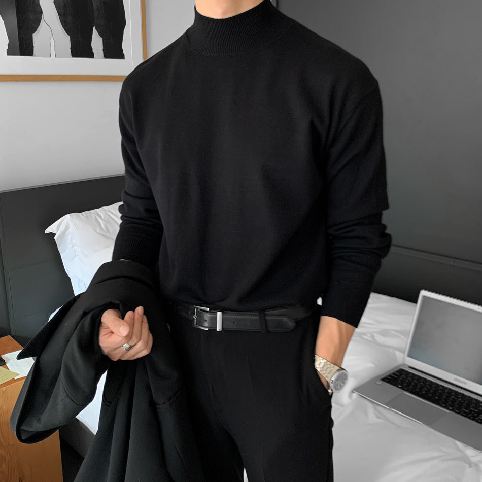 Men's Velvet Half Turtleneck Long Sleeve Shirt