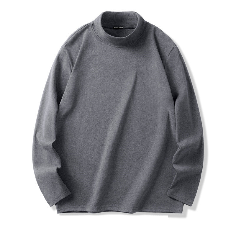 Men's Velvet Half Turtleneck Long Sleeve Shirt