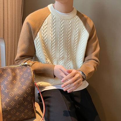 Men's versatile color-blocked sweater