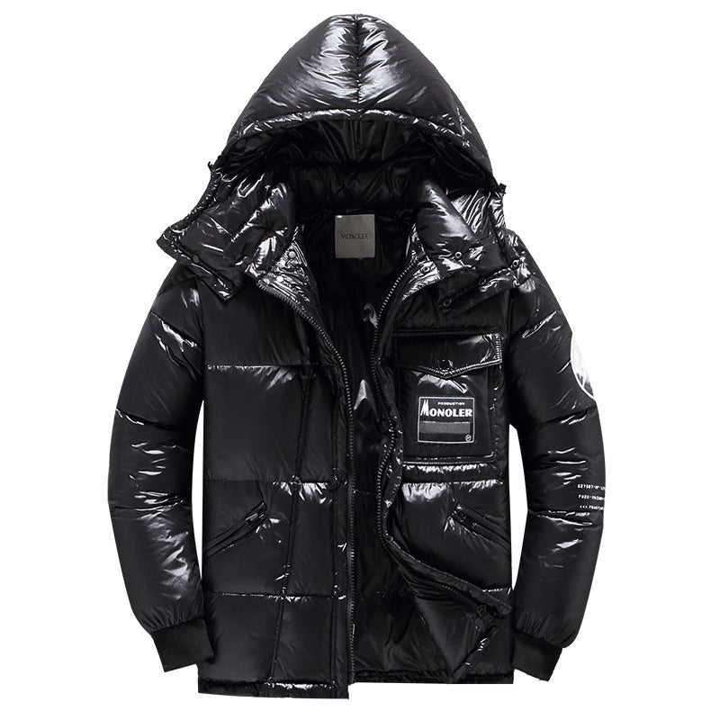 Men's versatile hooded down jacket