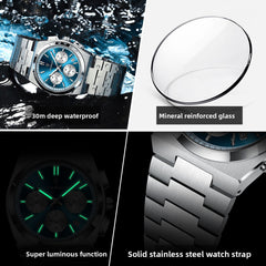 Silver Case Blue Dial White Bezel