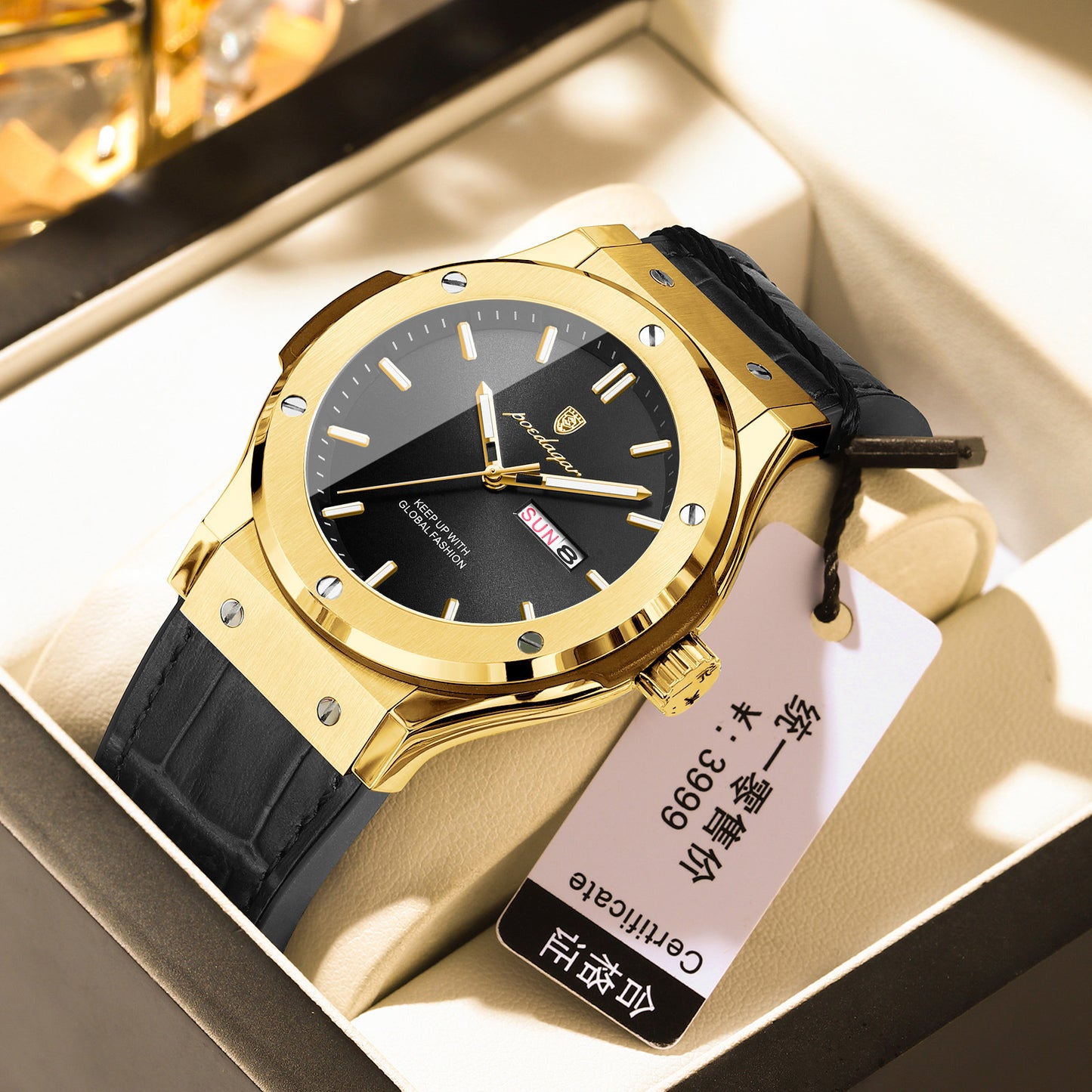 Men's watch - water-resistant, luminous, luxurious