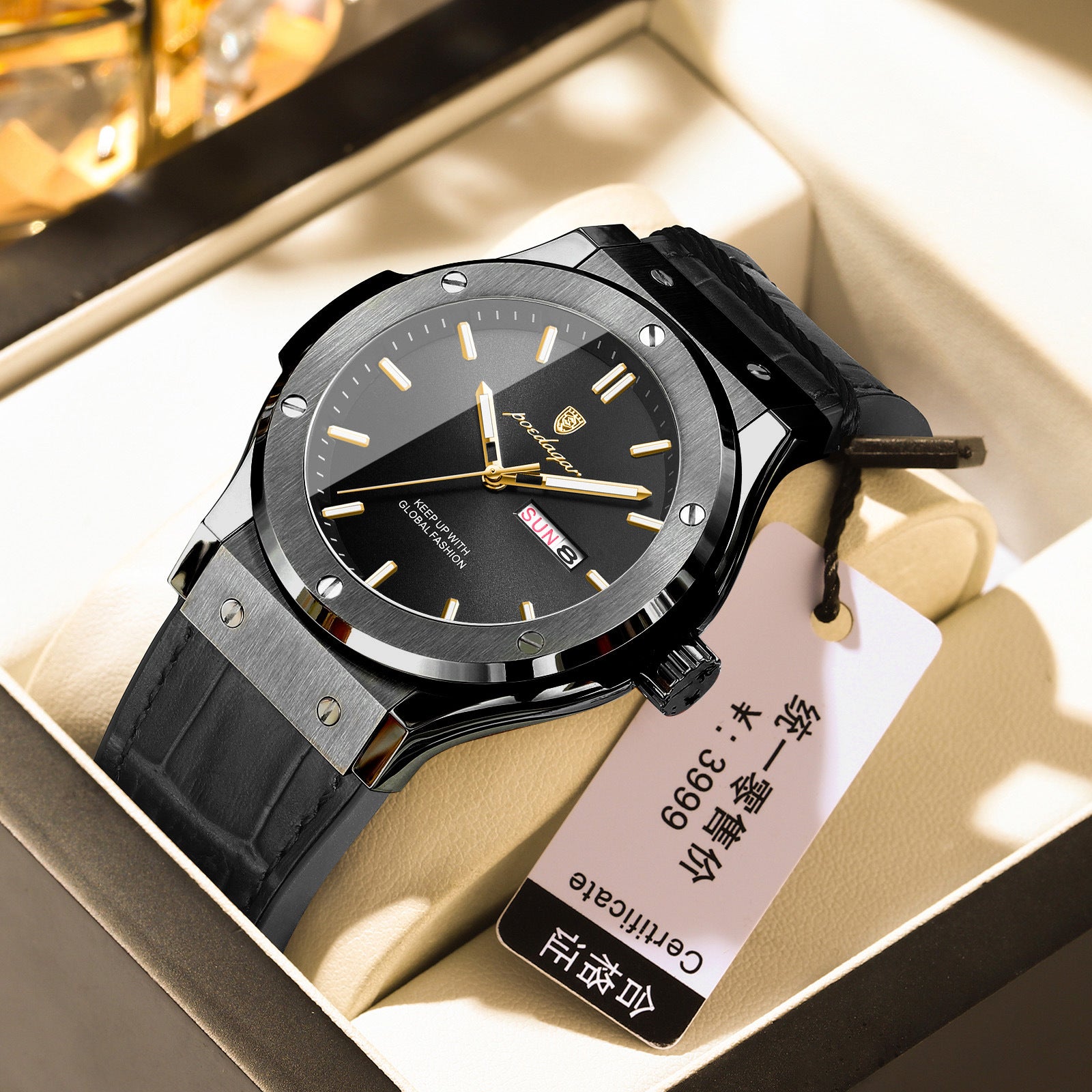 Men's watch - water-resistant, luminous, luxurious