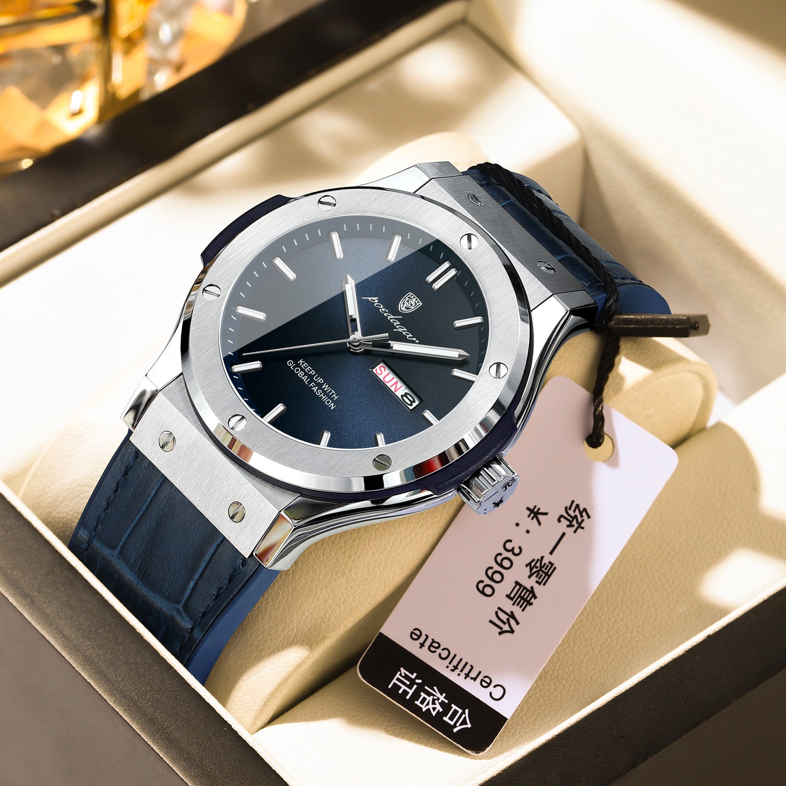 Men's watch - water-resistant, luminous, luxurious