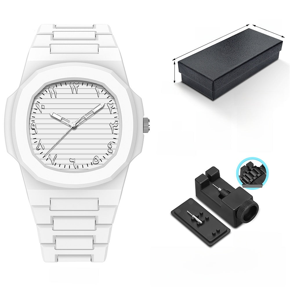 Men's Waterproof Quartz Watch with Plastic Strap