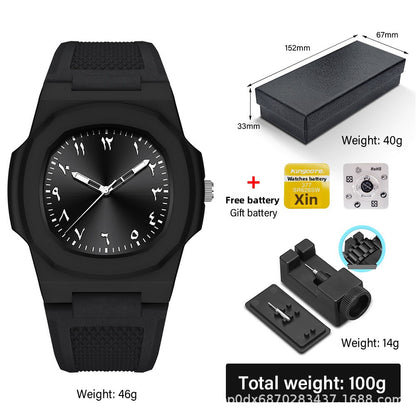 Men's Waterproof Quartz Watch with Plastic Strap