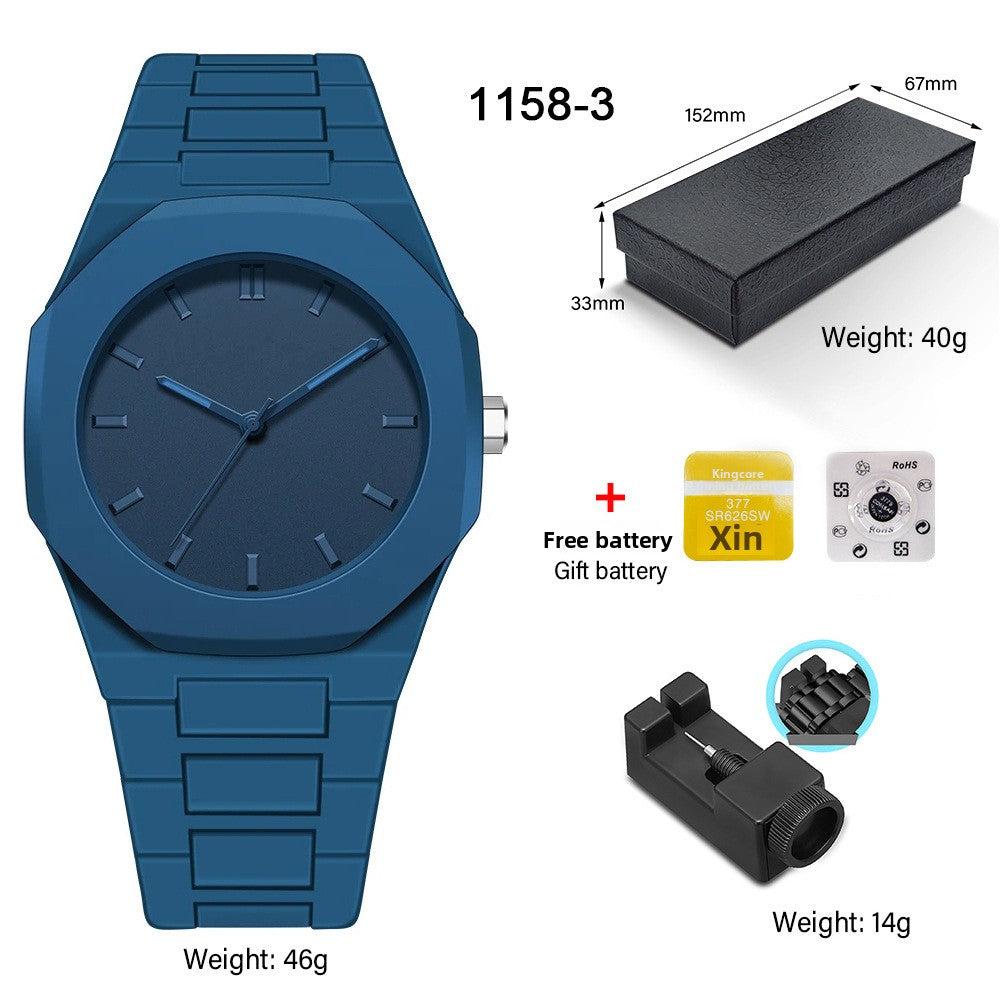 Men's Waterproof Quartz Watch with Plastic Strap