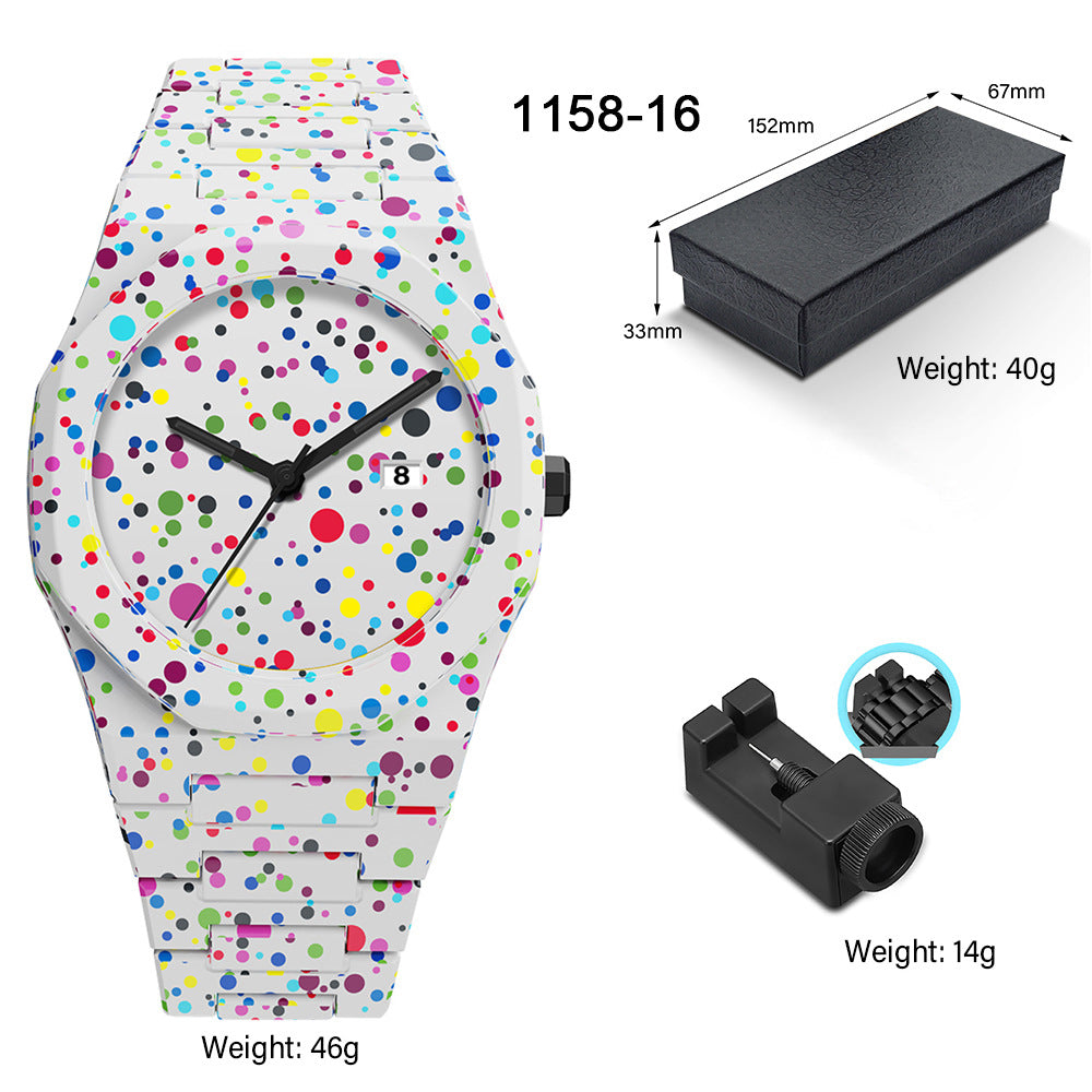 Men's Waterproof Quartz Watch with Plastic Strap