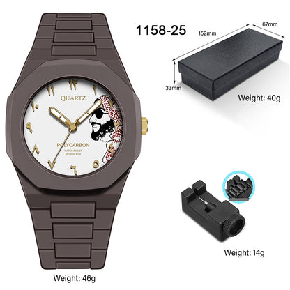 Men's Waterproof Quartz Watch with Plastic Strap