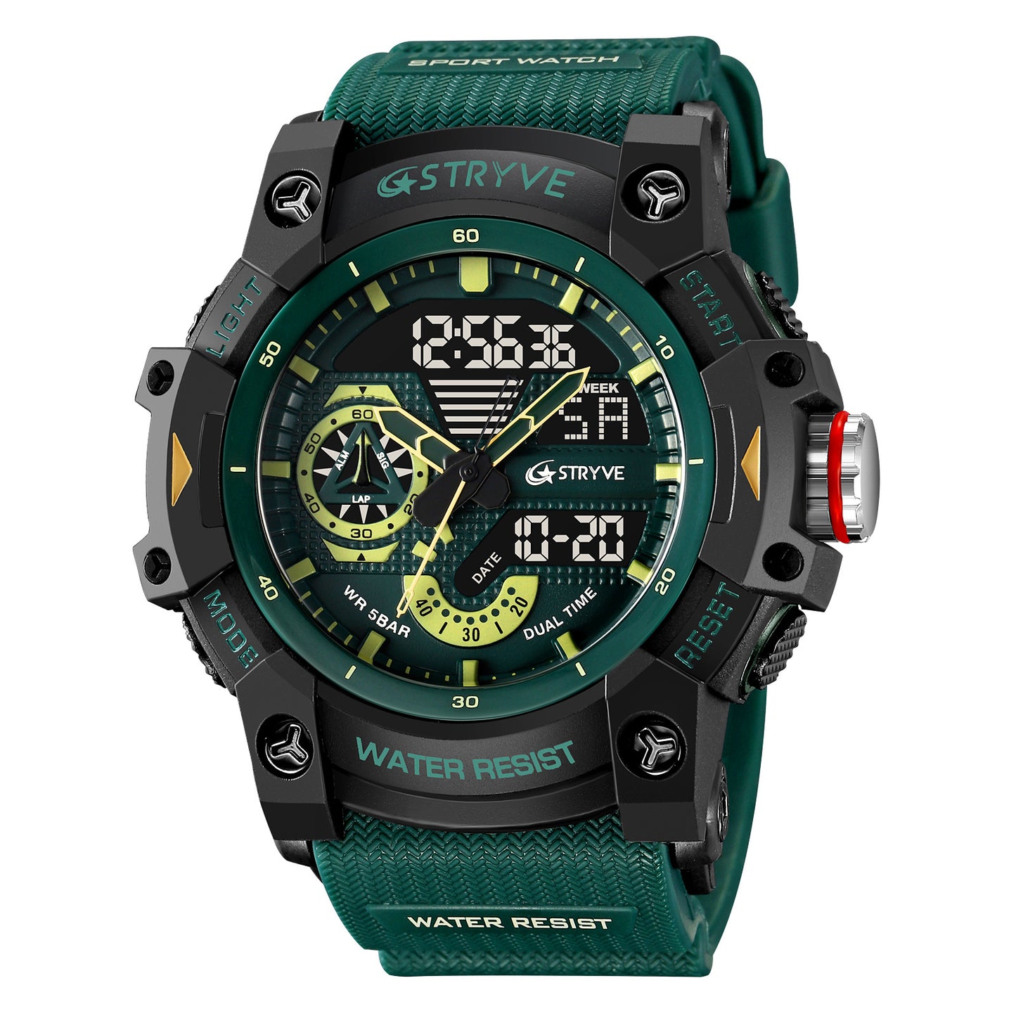 Men's Waterproof Sports Watch with Luminous Dual Display