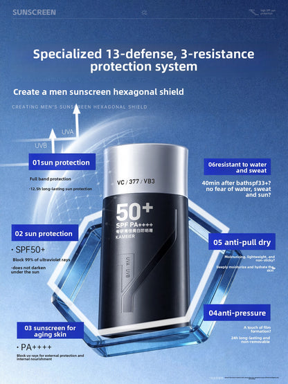 Men's Whitening Sunscreen SPF50+ Non-Greasy Face and Body Protection