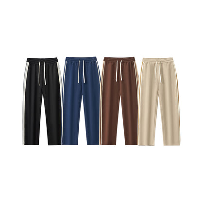 Men's Wide Leg Casual Pants Heavyweight Striped Trousers