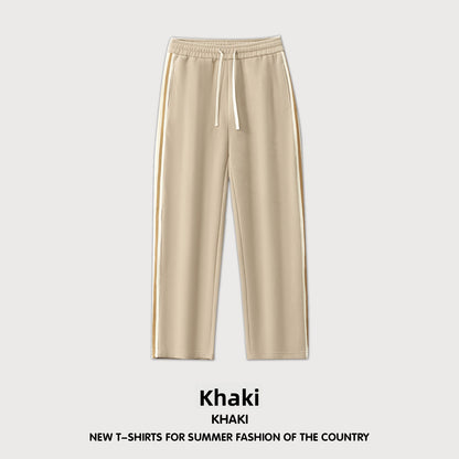 Men's Wide Leg Casual Pants Heavyweight Striped Trousers