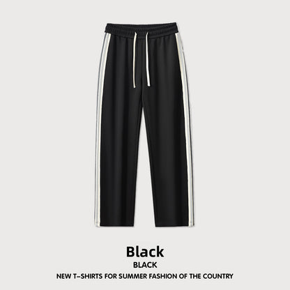 Men's Wide Leg Casual Pants Heavyweight Striped Trousers