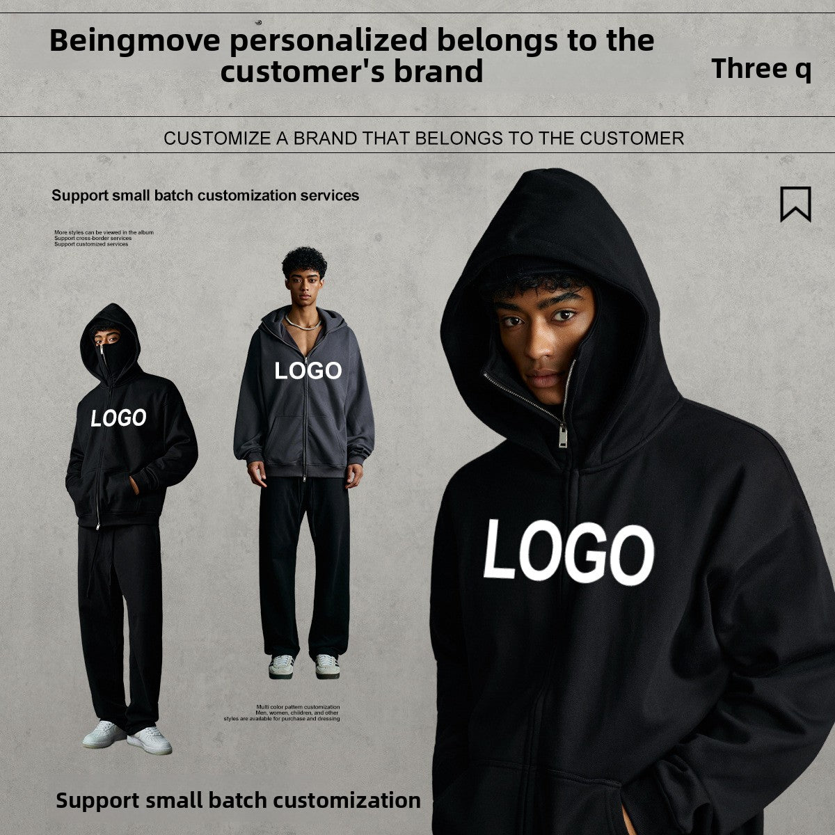 Men's Windproof Hooded Sweatshirt with Face Mask