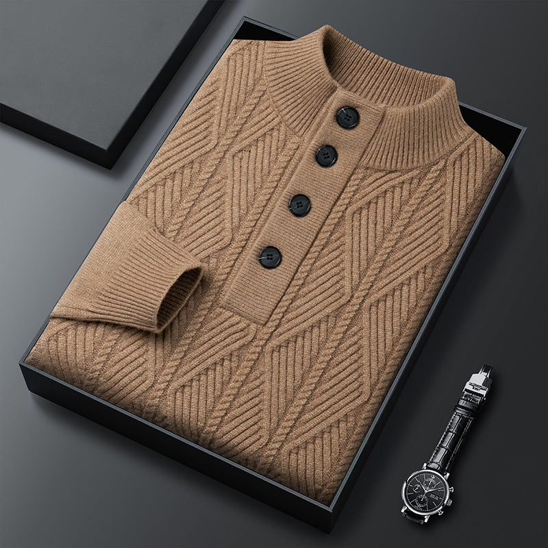Men's Winter Stand Collar Knitted Sweater Thickened Warm Pullover