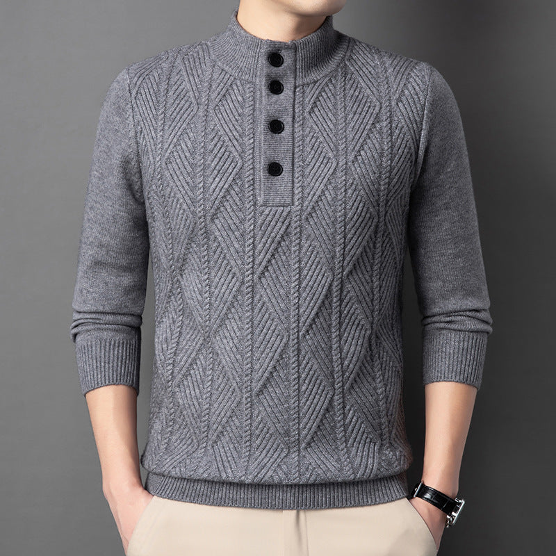 Men's Winter Stand Collar Knitted Sweater Thickened Warm Pullover
